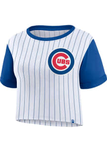 Chicago Cubs Womens White Biblend Pinstripe Short Sleeve T-Shirt