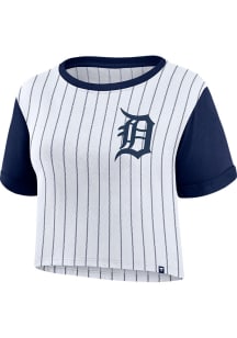 Detroit Tigers Womens White Biblend Pinstripe Short Sleeve T-Shirt