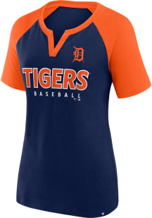 Detroit Tigers Womens Navy Blue Shut Out Short Sleeve T-Shirt