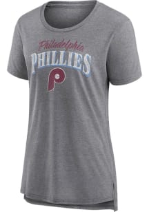 Philadelphia Phillies Womens Grey Team Play Short Sleeve T-Shirt