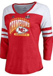 Kansas City Chiefs Womens Red 2023 AFC Conference Champs Hail Mary LS Tee