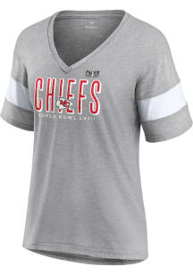 Kansas City Chiefs Womens Grey 2023 Super Bowl Participant Cheer Section Short Sleeve T-Shirt