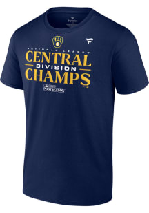 Milwaukee Brewers Navy Blue 2023 Division Champions Locker Room Short Sleeve T Shirt