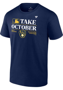 Milwaukee Brewers Navy Blue 2023 Postseason Participant Locker Room Short Sleeve T Shirt