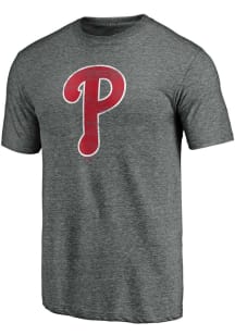Philadelphia Phillies Grey Weathered Official Logo Short Sleeve Fashion T Shirt
