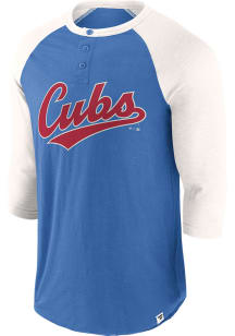 Chicago Cubs Blue Historical Win Long Sleeve Fashion T Shirt