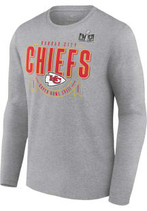 Kansas City Chiefs Grey 2023 Super Bowl Bound Quick Pass Long Sleeve T Shirt