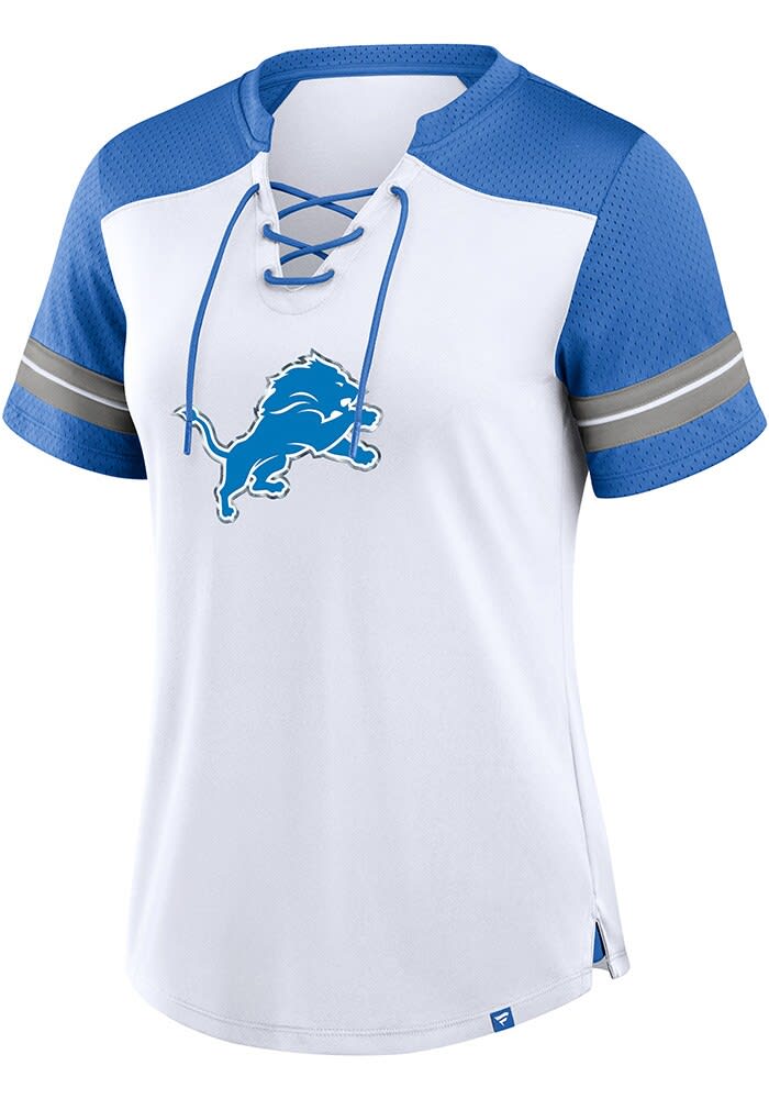 Detroit Lions Womens WHITE Lace Up Fashion Football Jersey