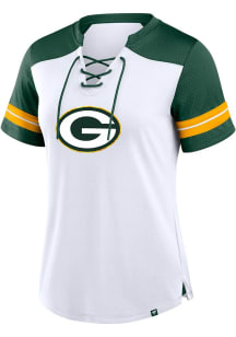 Green Bay Packers Womens Lace Up Fashion Football Jersey - White