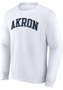 Akron Zips Mens White Arch Name Long Sleeve Crew Sweatshirt