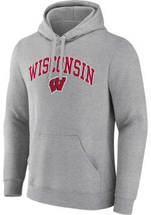 Mens Grey Wisconsin Badgers Arch Mascot Hooded Sweatshirt