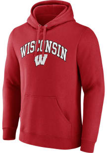 Wisconsin Badgers Mens Red Arch Mascot Long Sleeve Hoodie
