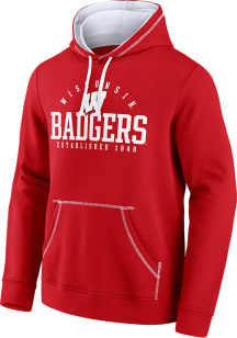 Mens Red Wisconsin Badgers Color Block Hooded Sweatshirt