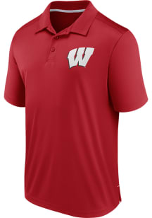 Mens Red Wisconsin Badgers Poly Blocked Short Sleeve Polo Shirt