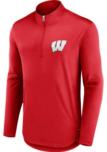 Wisconsin Badgers Mens Red Primary Logo Long Sleeve 1/4 Zip Pullover
