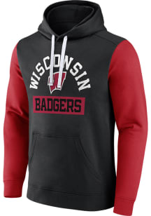 Wisconsin Badgers Mens Black Color Block Long Sleeve Hoodie