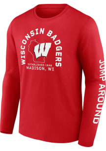 Wisconsin Badgers Red Jump Around Long Sleeve T Shirt