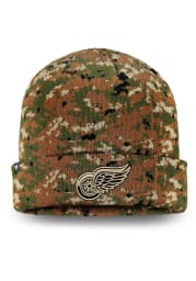 Detroit Red Wings Green Auth Pro Military Appreciation Cuffed Mens Knit Hat