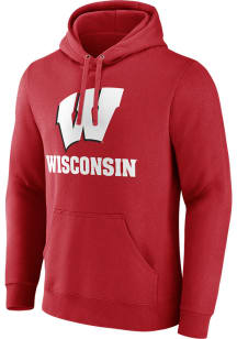 Mens Red Wisconsin Badgers Name Drop Hooded Sweatshirt