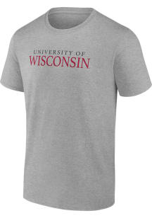 Wisconsin Badgers School Name Short Sleeve T Shirt - Grey