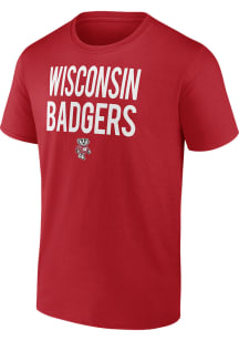Wisconsin Badgers Red Stacked Name Short Sleeve T Shirt