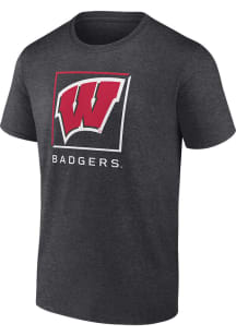 Wisconsin Badgers Halved Team Short Sleeve T Shirt - Grey