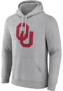 Oklahoma Sooners Mens Grey Primary Logo Long Sleeve Hoodie