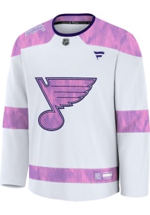 St Louis Blues Mens White Hockey Fights Cancer Hockey Jersey