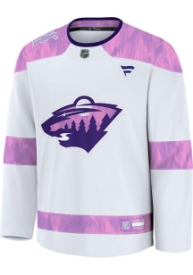 Minnesota Wild Mens White Hockey Fights Cancer Hockey Jersey