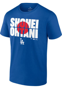 Shohei Ohtani Los Angeles Dodgers Blue Flag Short Sleeve Player T Shirt