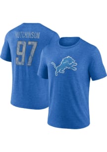 Aidan Hutchinson Detroit Lions Blue Heritage Short Sleeve Fashion Player T Shirt