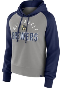 Milwaukee Brewers Womens Navy Blue Color Block Hooded Sweatshirt