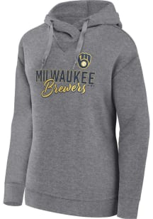 Milwaukee Brewers Womens Grey Bold Hooded Sweatshirt