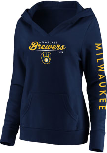 Milwaukee Brewers Womens Navy Blue Iconic Scarf Hooded Sweatshirt