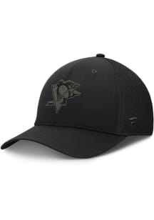 Pittsburgh Penguins Mens Black Tonal Structured Stretch Spacer Mesh Flex Hat