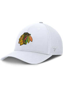 Chicago Blackhawks Mens White Structured Stretch Spacer Mesh Flex Hat