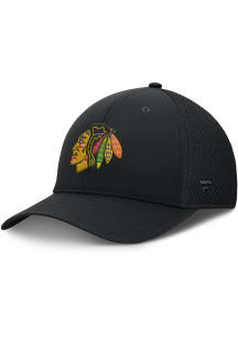 Chicago Blackhawks Mens Black Structured Stretch Spacer Mesh Flex Hat