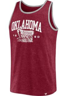 Oklahoma Sooners Mens Crimson Heathered Arch Mascot Short Sleeve Tank Top