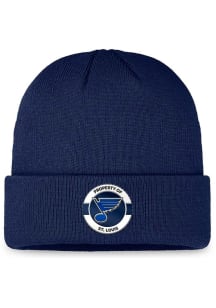 St Louis Blues Navy Blue 2024 Authentic Pro Practice Cuffed Mens Knit Hat