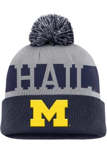 Nike Michigan Wolverines Grey Peak Pom Beanie Mens Knit Hat