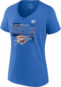 Oklahoma City Thunder Womens Blue 2024 Division Champs Locker Room Short Sleeve T-Shirt