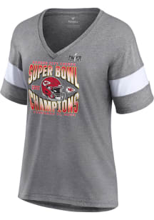 Kansas City Chiefs Womens Grey Super Bowl LVIII Champions Own The Moment Short Sleeve T-Shirt