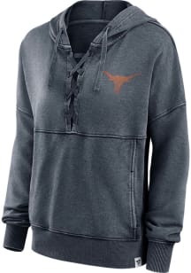 Texas Longhorns Womens Grey Lace Up Hooded Sweatshirt