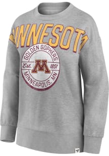 Minnesota Golden Gophers Womens Grey Oversized Crew Sweatshirt