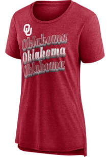 Oklahoma Sooners Womens Red Drop It Back Short Sleeve T-Shirt