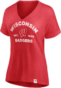 Wisconsin Badgers Womens Red Motivating Force Short Sleeve T-Shirt