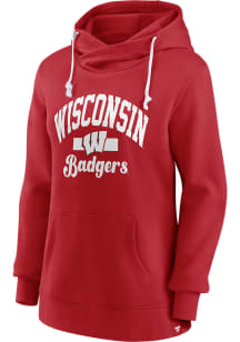Wisconsin Badgers Womens Red Pocket Hood Hooded Sweatshirt
