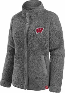 Wisconsin Badgers Womens Red Sherpa Light Weight Jacket