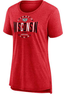 Wisconsin Badgers Womens Red Drop It Back Short Sleeve T-Shirt