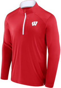 Mens Red Wisconsin Badgers Defender Qtr Zip Pullover